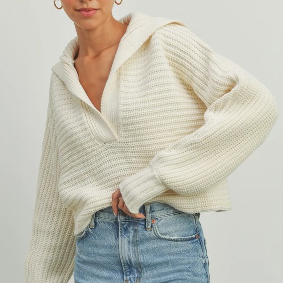 NEW - I'M THE DRAMA COLLAR V NECK SWEATER - Picture 4 of 9